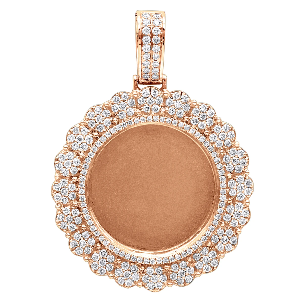 14K Yellow Gold Customizable Picture Frame Diamond Medallion Pendant 2.5Ct 5 14K Yellow Gold Customizable Picture Frame Diamond Medallion Pendant 2.5Ct - Image 3