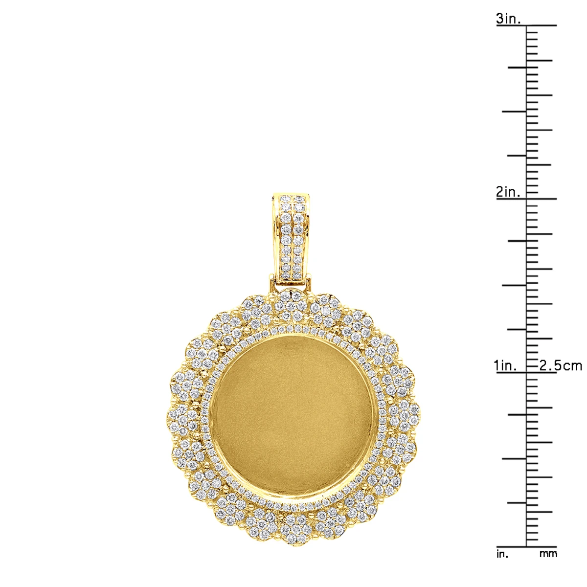 14K Yellow Gold Customizable Picture Frame Diamond Medallion Pendant 2.5Ct 10 14K Yellow Gold Customizable Picture Frame Diamond Medallion Pendant 2.5Ct - Image 8