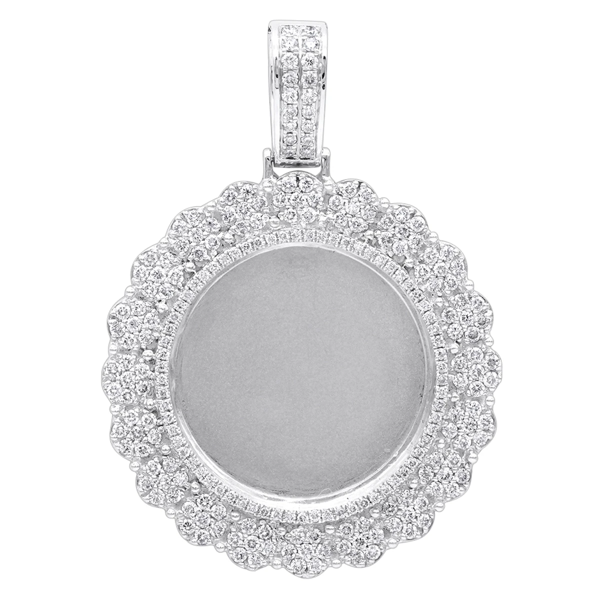 14K Yellow Gold Customizable Picture Frame Diamond Medallion Pendant 2.5Ct 4 14K Yellow Gold Customizable Picture Frame Diamond Medallion Pendant 2.5Ct - Image 2