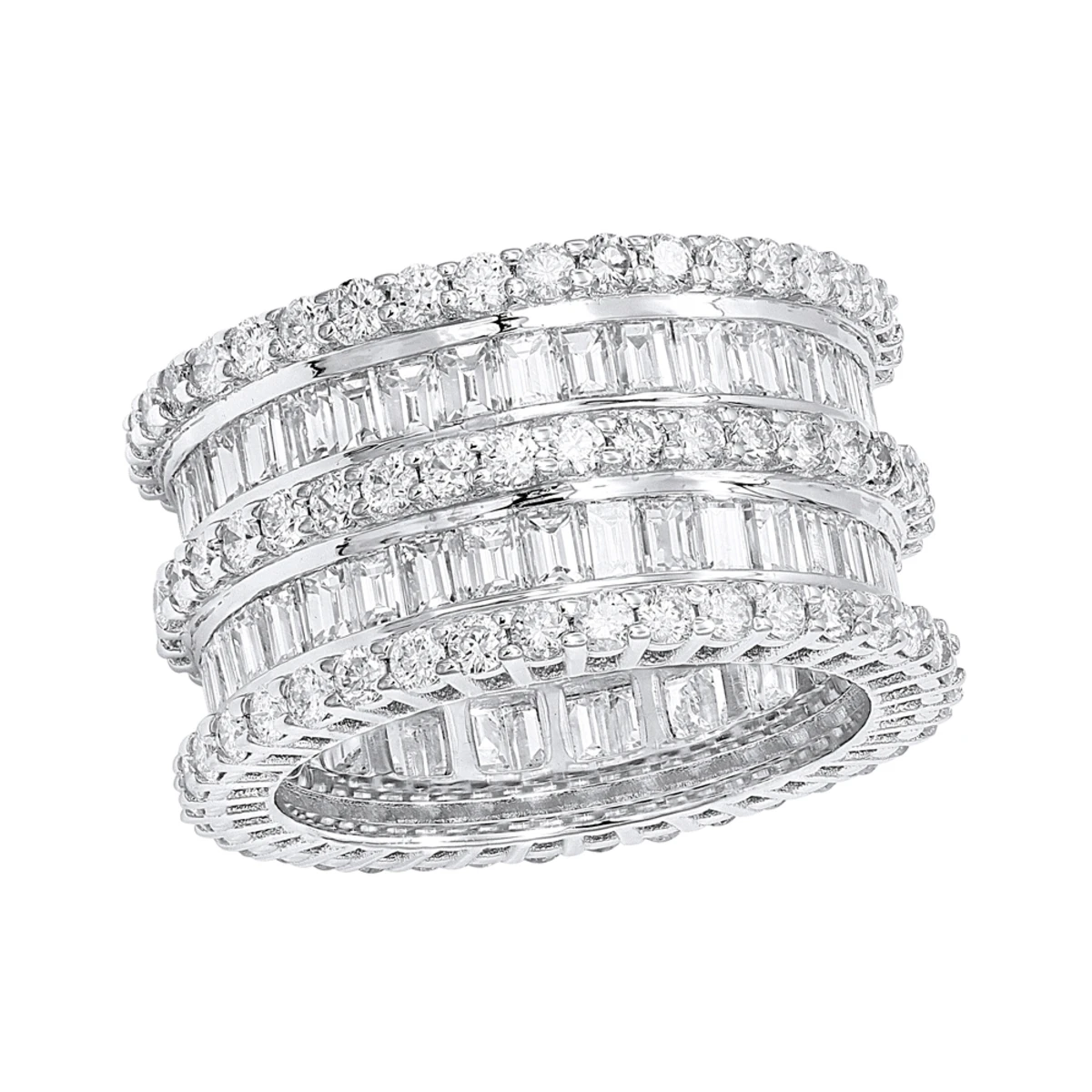 18K White Gold Designer Baguette Round Diamond Eternity Ring 7.8ct By Luxurman 3 18K White Gold Designer Baguette Round Diamond Eternity Ring 7.8ct By Luxurman