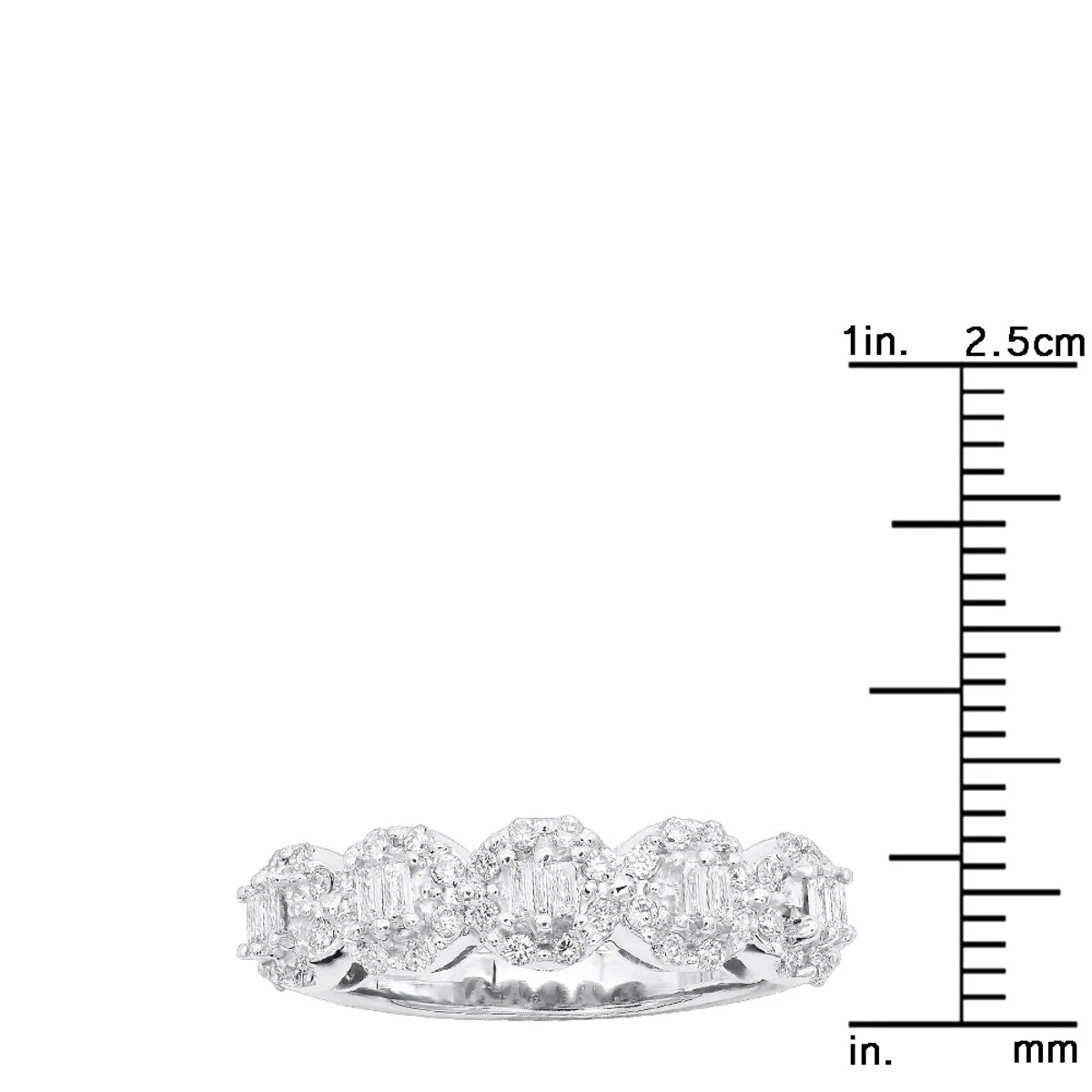 14K White Gold Designer Diamond Cluster Band 0.89ct 8 14K White Gold Designer Diamond Cluster Band 0.89ct - Image 6