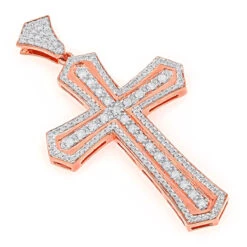 14K Yellow Gold Designer Diamond Cross Pendant For Men By Luxurman 2.5ct -Its Hot Jewelry Shop 14k gold designer diamond cross pendant for men by luxurman 27ct ro