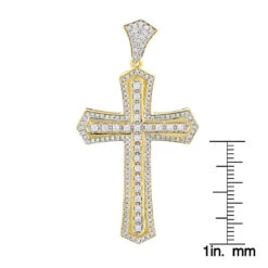 14K Yellow Gold Designer Diamond Cross Pendant For Men By Luxurman 2.5ct -Its Hot Jewelry Shop 14k gold designer diamond cross pendant for men by luxurman 27ct ruler