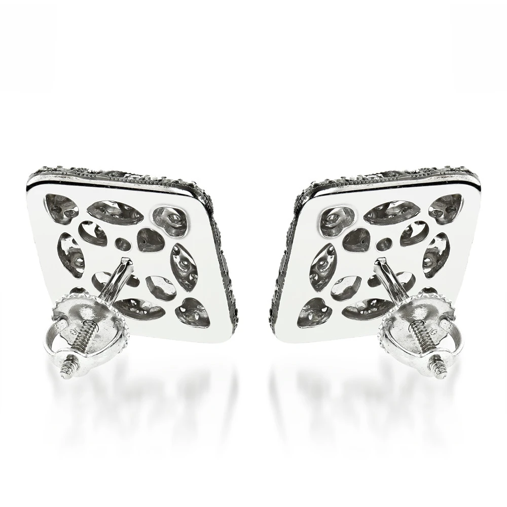 14K White Gold Designer Diamond Earrings 0.77ct 4 14K White Gold Designer Diamond Earrings 0.77ct - Image 2