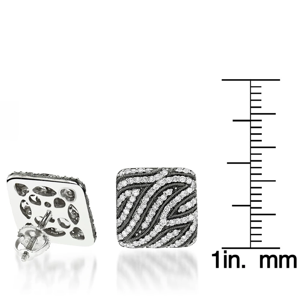 14K White Gold Designer Diamond Earrings 0.77ct 6 14K White Gold Designer Diamond Earrings 0.77ct - Image 4