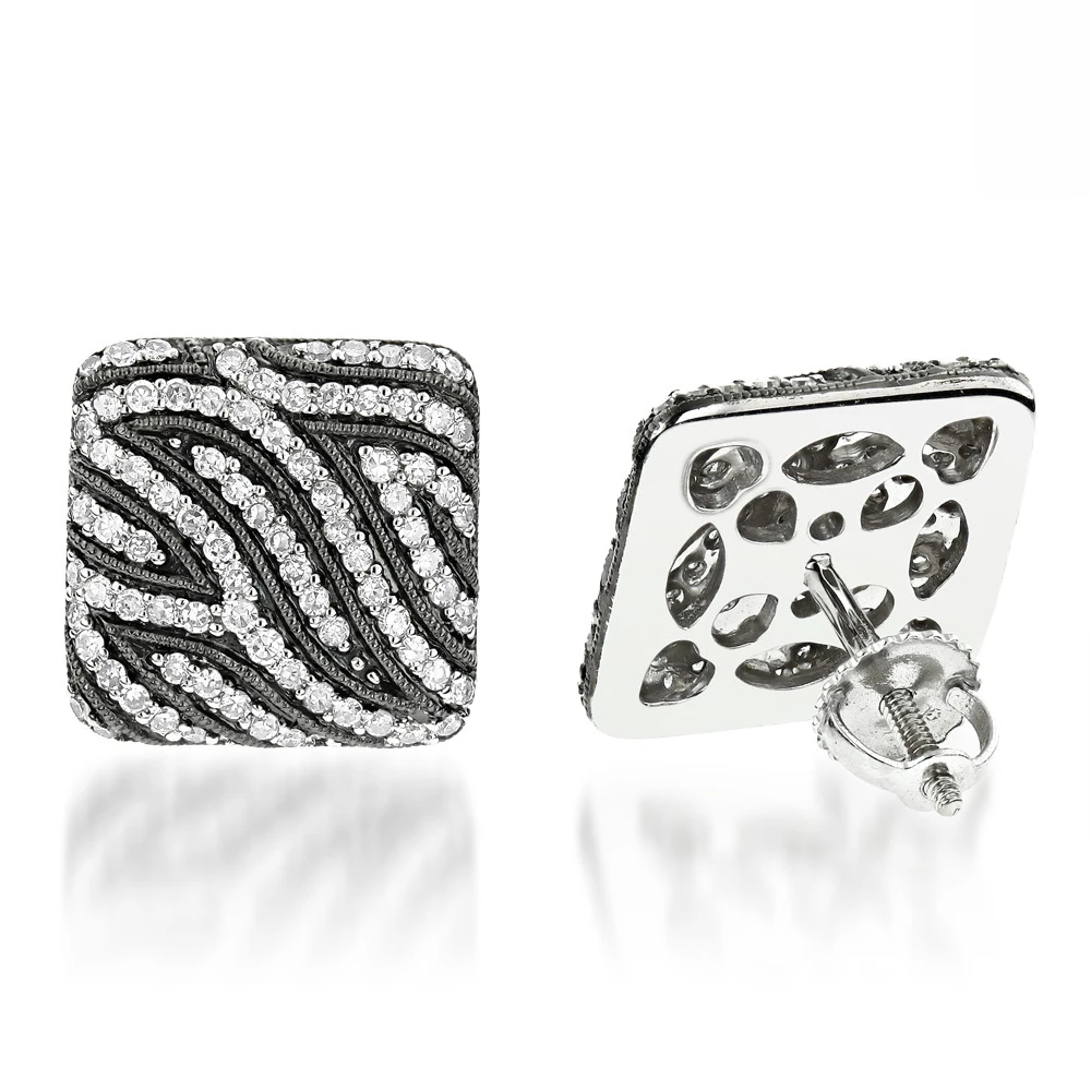 14K White Gold Designer Diamond Earrings 0.77ct 3 14K White Gold Designer Diamond Earrings 0.77ct