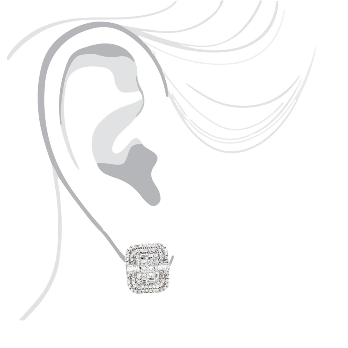 14K White Gold Designer Diamond Earrings Multi-Tier 2.48ct 7 14K White Gold Designer Diamond Earrings Multi-Tier 2.48ct - Image 5