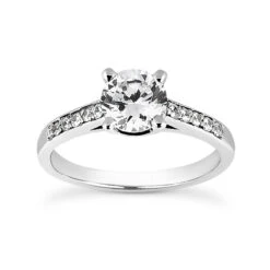 14K White Gold Designer Diamond Engagement Ring 0.65ct