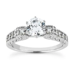 14K White Gold Designer Diamond Engagement Ring 0.73ct