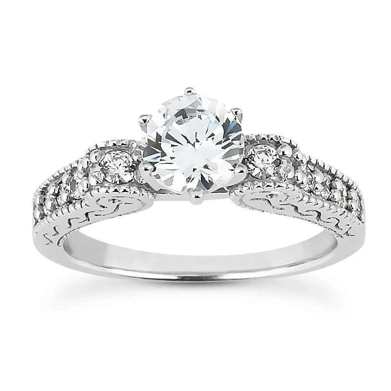 14K White Gold Designer Diamond Engagement Ring 0.73ct 3 14K White Gold Designer Diamond Engagement Ring 0.73ct