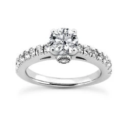 14K White Gold Designer Diamond Engagement Ring 0.77ct 2.17mm