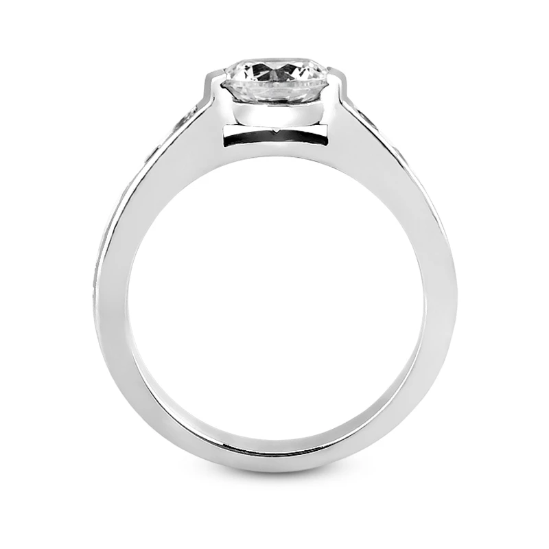 14K White Gold Channel And Bezel Set Diamond Engagement Ring 0.80ct 11 14K White Gold Channel And Bezel Set Diamond Engagement Ring 0.80ct - Image 9