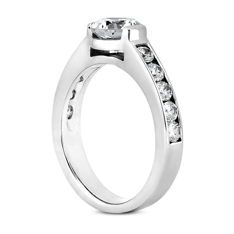 14K White Gold Channel And Bezel Set Diamond Engagement Ring 0.80ct 6 14K White Gold Channel And Bezel Set Diamond Engagement Ring 0.80ct - Image 4