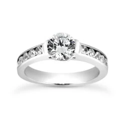 14K White Gold Channel And Bezel Set Diamond Engagement Ring 0.80ct