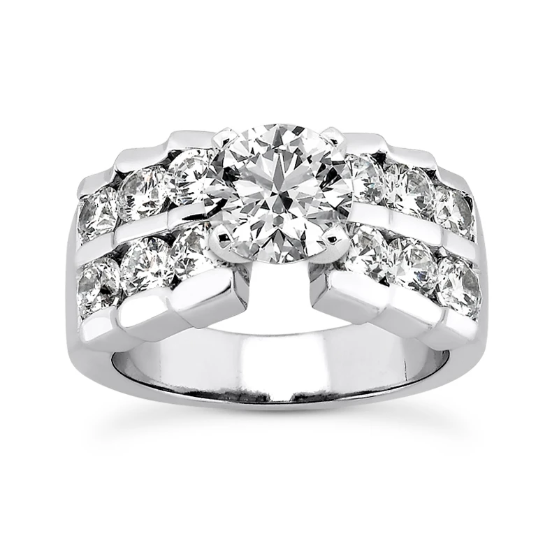14K White Gold Designer Prong And Channel Set Diamond Engagement Ring 1.46ct 3 14K White Gold Designer Prong And Channel Set Diamond Engagement Ring 1.46ct