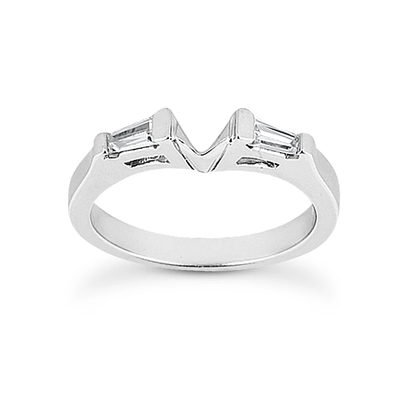 14K White Gold Baguette Diamond Engagement Ring Band 0.12ct 3 14K White Gold Baguette Diamond Engagement Ring Band 0.12ct