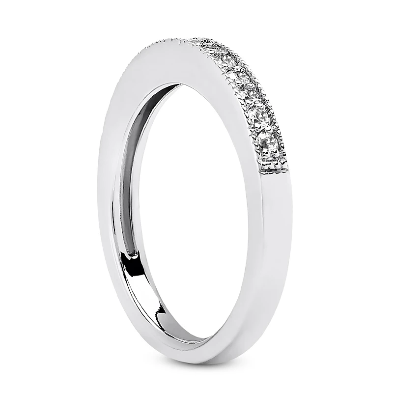 14K White Gold Milgrain Diamond Engagement Ring Band 0.15ct 6 14K White Gold Milgrain Diamond Engagement Ring Band 0.15ct - Image 4