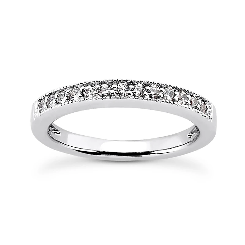 14K White Gold Milgrain Diamond Engagement Ring Band 0.15ct 3 14K White Gold Milgrain Diamond Engagement Ring Band 0.15ct