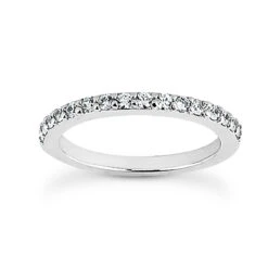 Ultra Thin 14K White Gold Designer Diamond Engagement Ring Band 0.19ct
