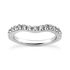 14K White Gold Round Diamond Engagement Ring Band 0.21ct