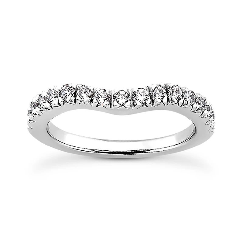 14K White Gold Round Diamond Engagement Ring Band 0.21ct 3 14K White Gold Round Diamond Engagement Ring Band 0.21ct