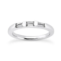 14K White Gold Baguette Diamond Engagement Ring Band 0.23ct