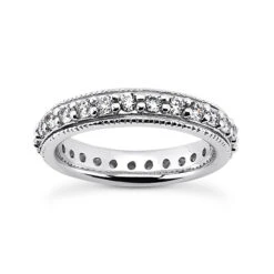 14K White Gold Designer Milgrain Diamond Engagement Ring Band 0.36ct