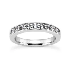 14K White Gold Prong Set Diamond Engagement Ring Band 0.39ct