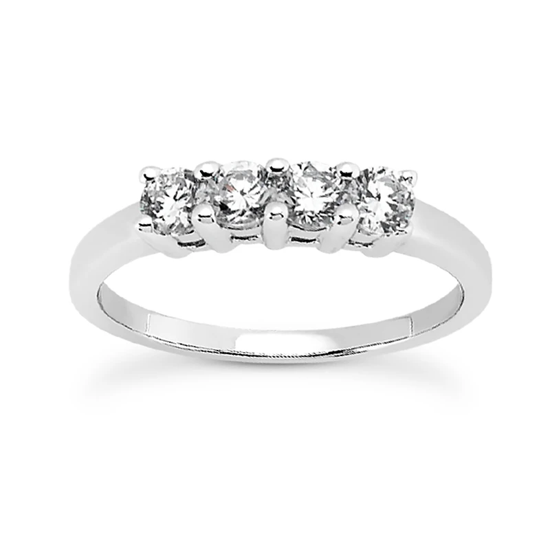 14K White Gold 4 Stone Diamond Engagement Ring Band 0.40ct 3 14K White Gold 4 Stone Diamond Engagement Ring Band 0.40ct