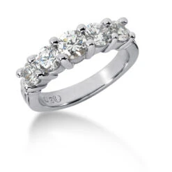 14K White Gold 5 Stone Diamond Engagement Ring Band 0.49ct