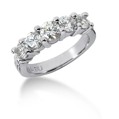 14K White Gold 5 Stone Diamond Engagement Ring Band 0.49ct 3 14K White Gold 5 Stone Diamond Engagement Ring Band 0.49ct