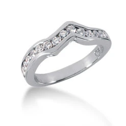Thin 14K White Gold Designer Diamond Engagement Ring Band 0.53ct
