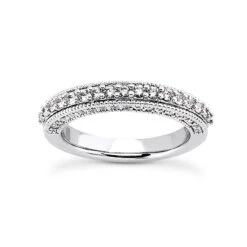 14K White Gold Designer Milgrain Diamond Engagement Ring Band 0.54ct