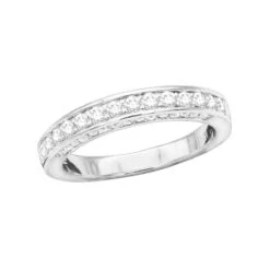 Thin 14K White Gold Designer Diamond Engagement Ring Band 0.72ct