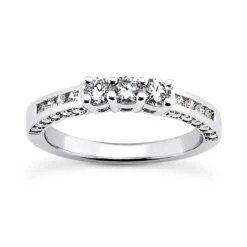 Thin 14K White Gold Designer Diamond Engagement Ring Band 0.80ct