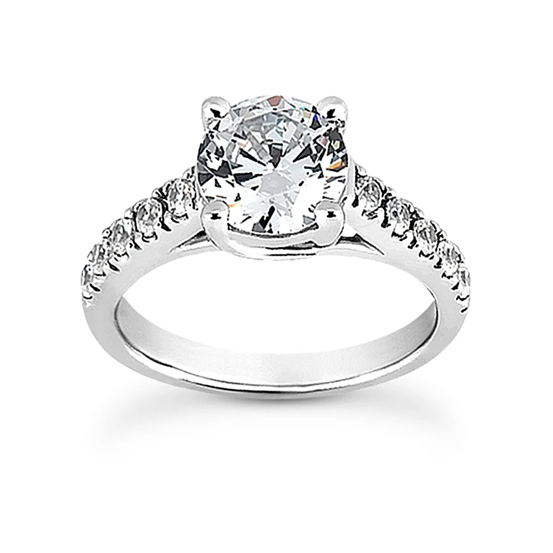 14K White Gold Designer Prong Set Diamond Engagement Ring Set 0.98ct 6 14K White Gold Designer Prong Set Diamond Engagement Ring Set 0.98ct - Image 4