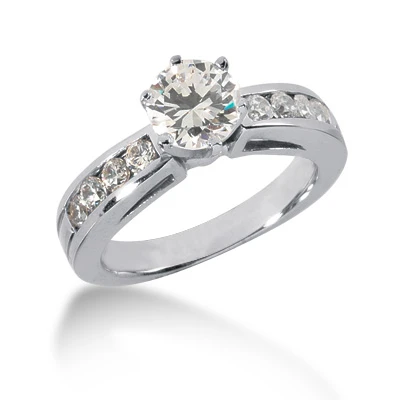 14K White Gold Handmade Diamond Engagement Ring Set 1.24ct 3 14K White Gold Handmade Diamond Engagement Ring Set 1.24ct