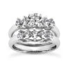 14K White Gold Designer Prong Set Diamond Engagement Ring Set 1ct