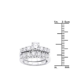 14K White Gold Designer Round Diamond Engagement Ring Wedding Band Set 2.04ct -Its Hot Jewelry Shop 14k gold designer diamond engagement ring set 204ct p 26243 rulerwh 20210602