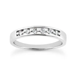 14K White Gold Designer Diamond Wedding Band 0.18ct