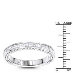 14K White Gold Designer Diamond Wedding Band For Women Princess Cut Diamonds 0.7ct 13 14K White Gold Designer Diamond Wedding Band For Women Princess Cut Diamonds 0.7ct -Its Hot Jewelry Shop 14k gold designer diamond wedding band for women princess cut diamonds 07ct rulerwh