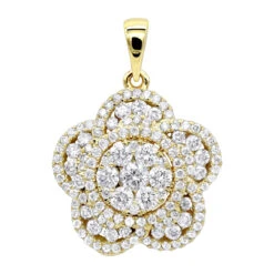 14K Rose Gold Designer Ladies Diamond Flower Pendant 1.25ct By Luxurman -Its Hot Jewelry Shop 14k gold designer ladies diamond flower pendant 125ct by luxurman ye