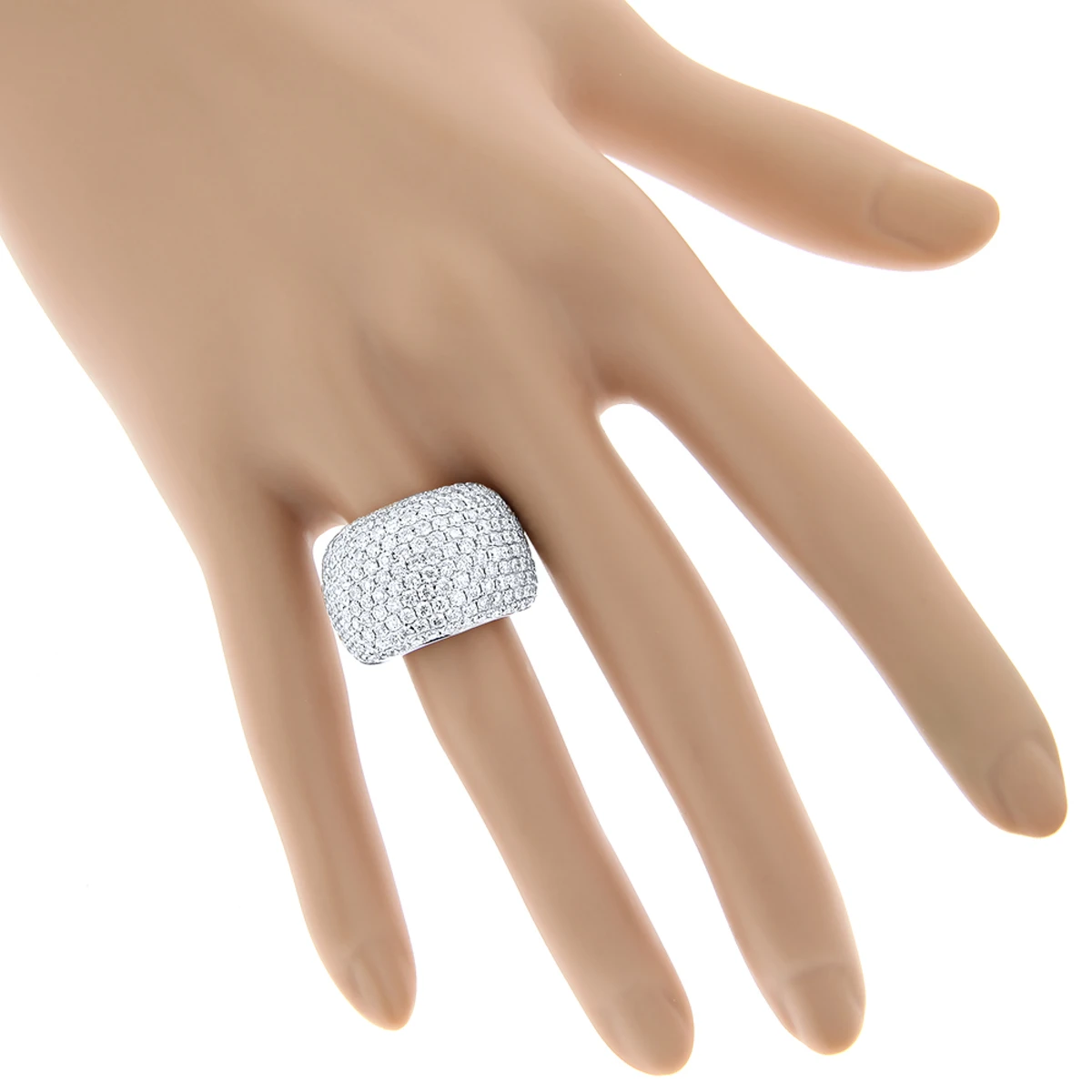 14K White Gold Designer Pave Diamond Ring For Women 5 Carat Wide Anniversary Band 7 14K White Gold Designer Pave Diamond Ring For Women 5 Carat Wide Anniversary Band - Image 5