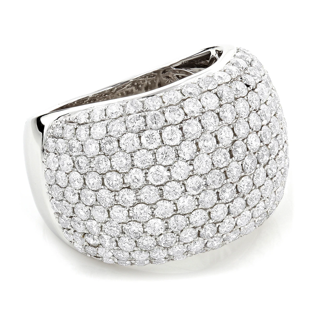14K White Gold Designer Pave Diamond Ring For Women 5 Carat Wide Anniversary Band 3 14K White Gold Designer Pave Diamond Ring For Women 5 Carat Wide Anniversary Band