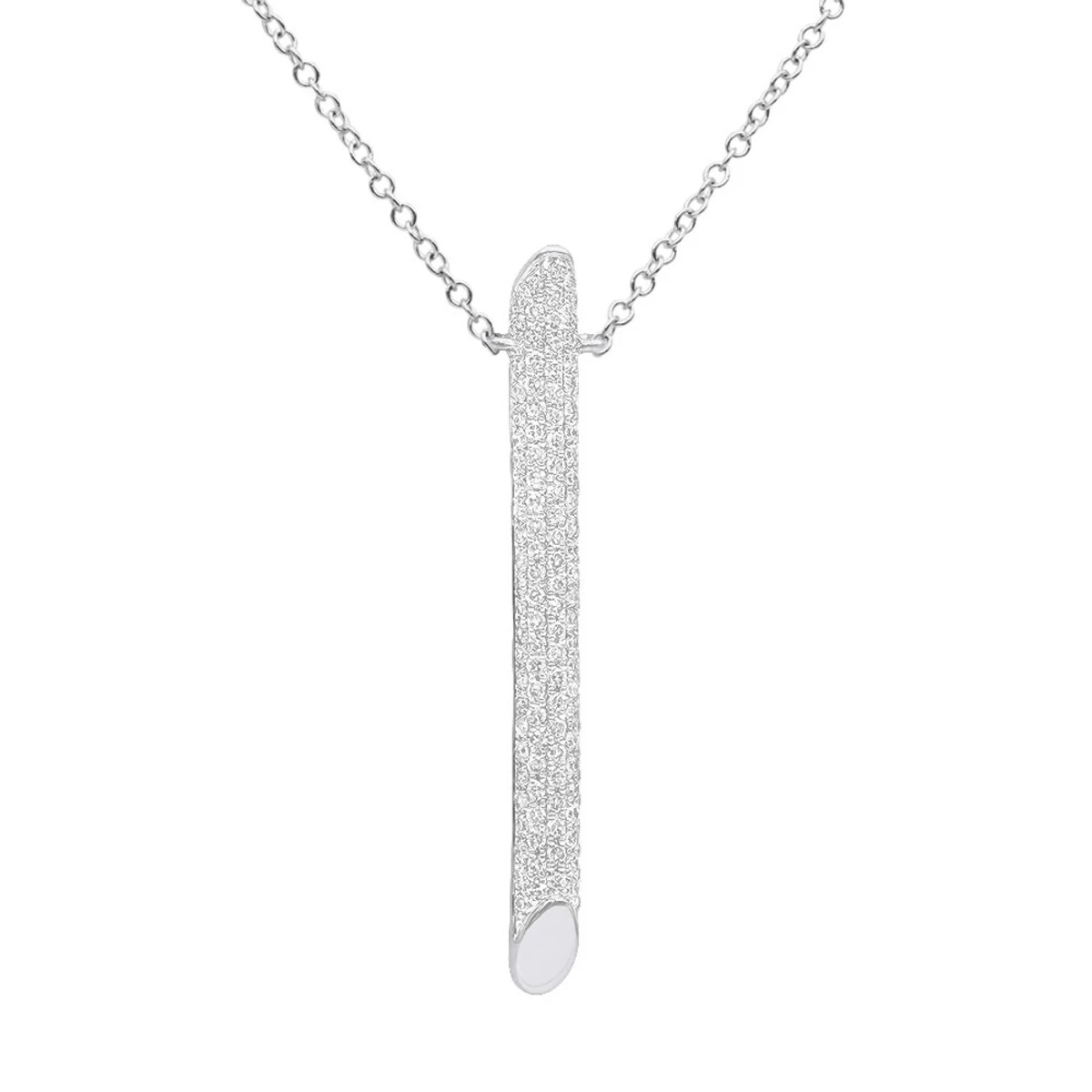 14K Yellow Gold Designer Vertical Diamond Bar Necklace Ladies Pendant With Chain 0.5ct 4 14K Yellow Gold Designer Vertical Diamond Bar Necklace Ladies Pendant With Chain 0.5ct - Image 2