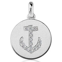 14K White Gold Diamond Anchor Pendant 0.45ct