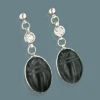 14K White Gold Diamond And Black Onyx Scarab Earrings 0.25ct