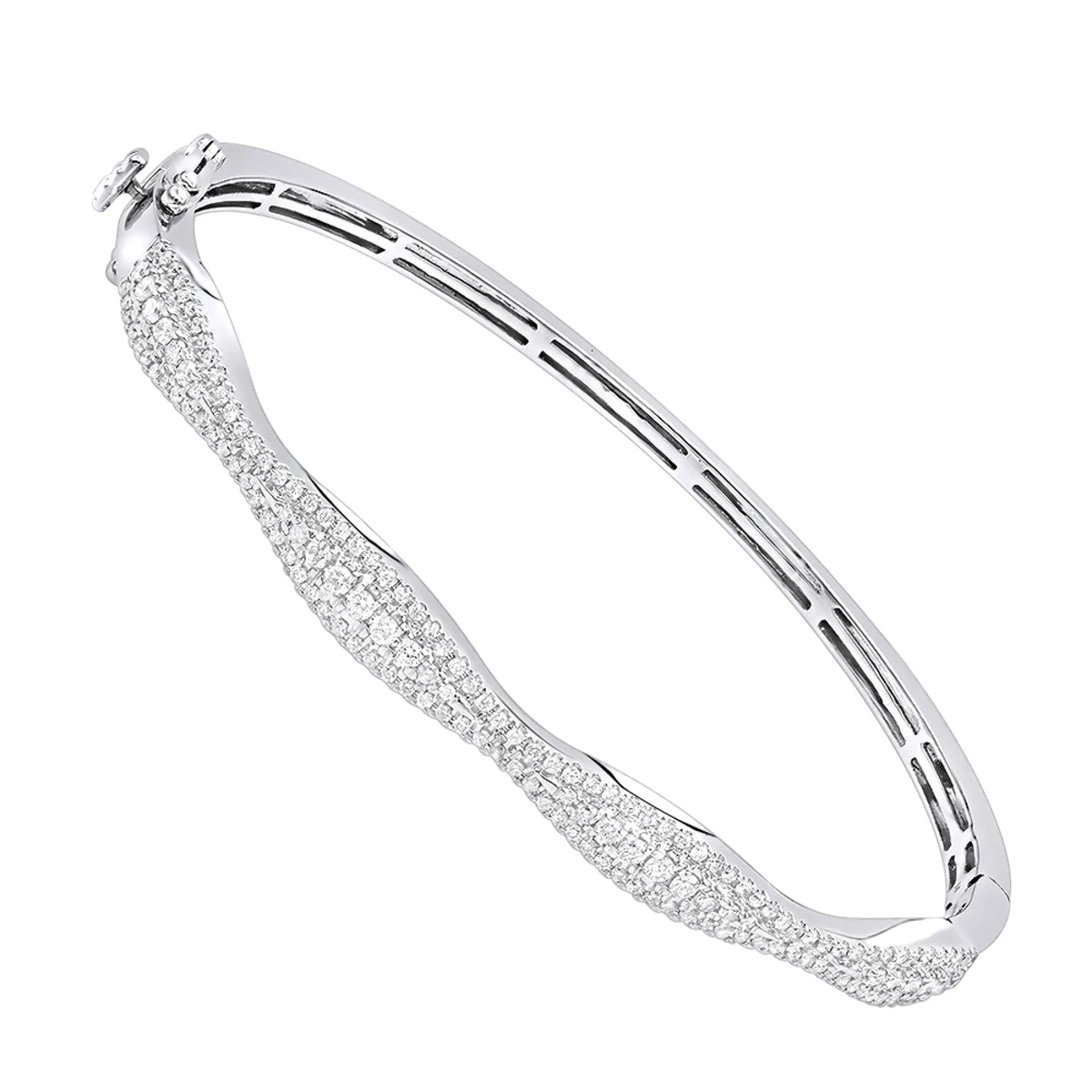14K White Gold Diamond Bangle Bracelet For Women 1ct By Luxurman 3 14K White Gold Diamond Bangle Bracelet For Women 1ct By Luxurman
