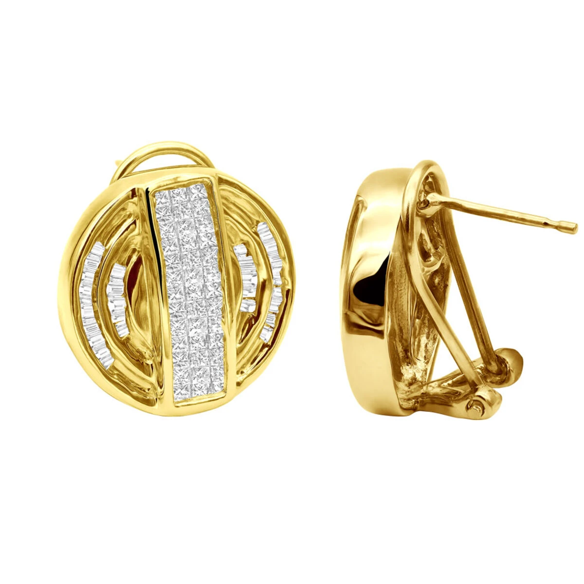 14K Yellow Gold Diamond Circle Earrings 1.27ct 3 14K Yellow Gold Diamond Circle Earrings 1.27ct