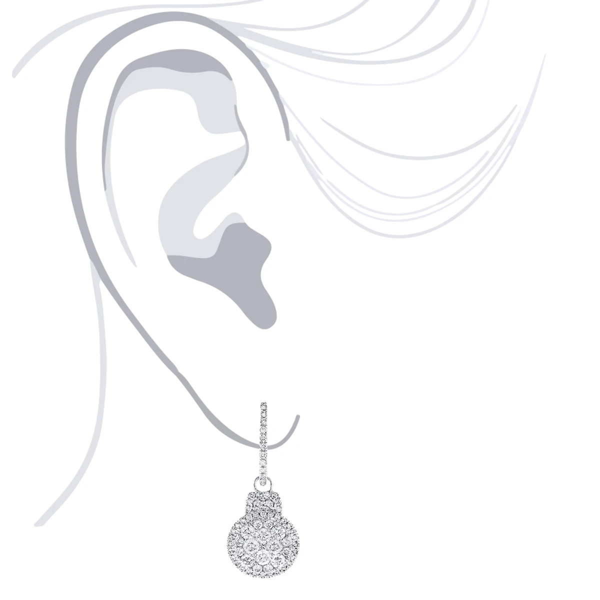 14K White Gold Diamond Circle Earrings 1.95ct 8 14K White Gold Diamond Circle Earrings 1.95ct - Image 6